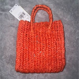 Brand new original tags attached!!!!!!!! MANGO orange straw bag